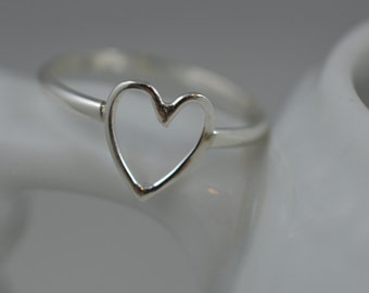 Heart Ring Sterling Silver / 925 Open Heart / Love Ring