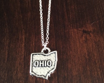 Ohio Necklace, Ohio, silver Ohio necklace, Ohio state necklace, Ohio jewelry, Ohio state jewelry, Ohio pendant, state necklace, necklace
