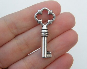 6 Key pendants antique silver tone K47