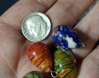 4 small egg glass pendants beads stash reduction clearance sb18