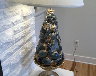 Beautiful Italian Ceramic fruit bowl lamp by the famous Marbro lamp co.