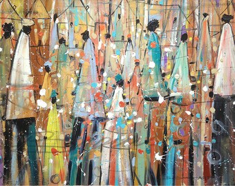 Our Colorful People Watercolor Print, African American Art, Black Art, Wall Art,Home Decor Art, Watercolor Art,Abstract Art, Wall Art
