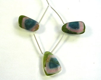 Watermelon tourmaline slice beads 21mm 3 pieces