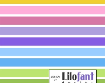 Rainbow Stripes, White - Lilofant Organic Cotton Lycra Jersey Knit Fabric