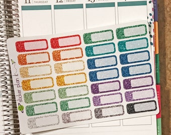 Glitter Appointment Stickers, Rounded Quarter-Box, Set of 28, for use in Vertical Erin Condren Life Planners!