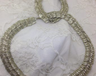 Egyptian coil silver necklace & bracelet