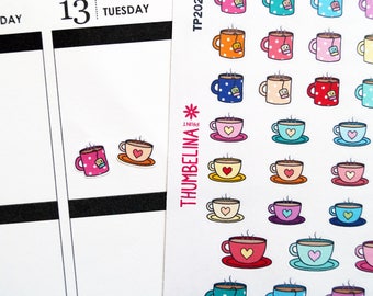 Tea and Coffee Planner Stickers for Erin Condren, Kikki K, Happy Planner and more (TP202)