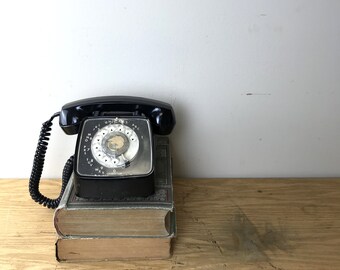 1980s Industrial Black Rotary Telephone / GTE Automatic Electric