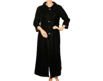 Vintage Black Velvet Evening Coat 1960s Ladies Small
