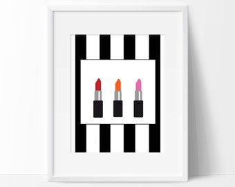 Lipsticks Art Print - Vanity Decor - Makeup Decor - Dorm Decor - Beautician Art