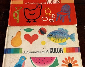 Vintage set of 2 books Adventures with Words and Adventures with Color 1970 editions Adelaide Holl and Seymour Reit
