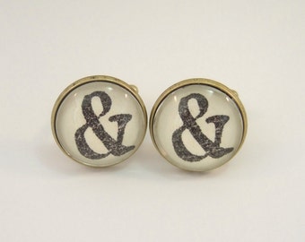 Cuff Links Antique Brass Round & Ampersand