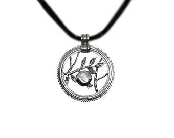 Pomegranate Silver Pendant Necklace gift for Her Silver Sterling 925