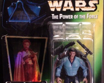 1997 Kenner Star Wars Power Of The Force Lando Calrissian Rare Blue Shirt Green Card New In Package