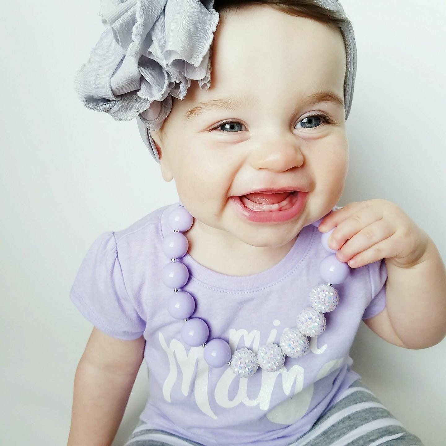 Purple and white bubblegum necklace kids necklace baby