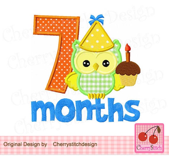 Baby 7 monthsBirthday number 7 with owl design for boysNew