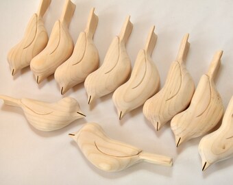 Wood Carving Wood Birds Woodworking Wooden Bird Sculpture Unfinished Wood Ornaments Summer Decor Craft Supply Artist Gifts, Adult Crafts