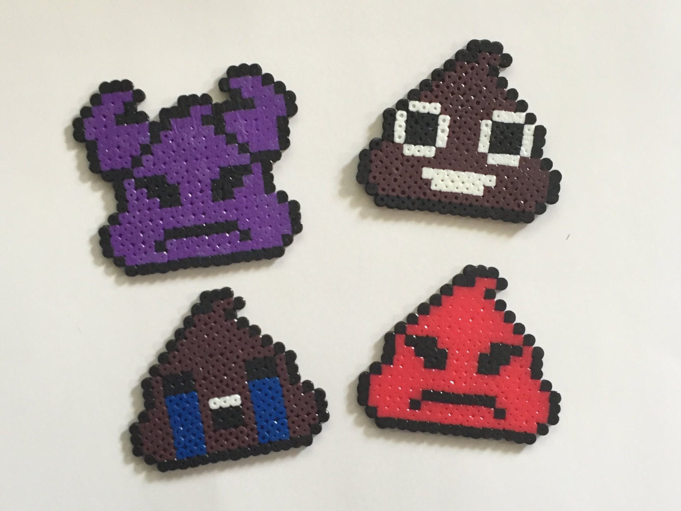 Poop Emoji Melty Bead Coaster Set of 4