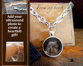 Custom, Made to Order Ultrasound/Sonogram Bracelet, Ultrasound Bracelet, Baby Photo, Preserved Sonogram, Ultrasound Charm, Grandparent's