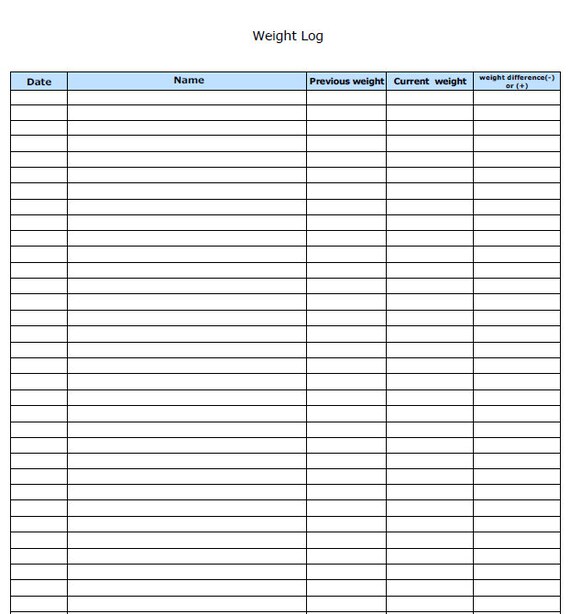 Fillable Daily Weight Log / PDF/ Digital Health forms/