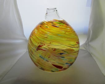 Art Glass End of Day Glass Vase by Loretta Eby Called PARADISE