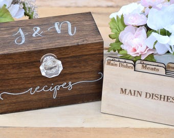 Recipe Box - Personalized Recipe Box - Housewarming Gift - Wedding Shower Decor - Wood Recipe Box - Mothers Day Gift - Christmas Gift