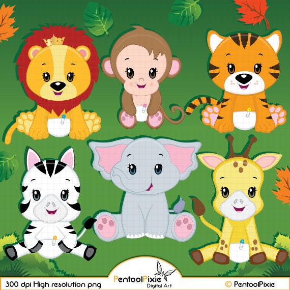 Jungle animal clipart Baby animals Safari clipart