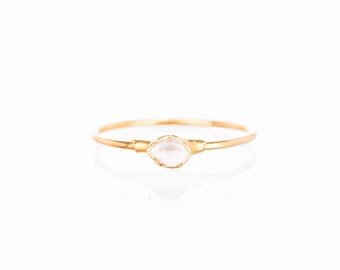 Gold Herkimer Diamond Ring for Women, Engagement Ring, Boho Ring, Raw Crystal Ring, Raw Diamond Ring, Raw Stone Ring, Delicate Dainty Ring