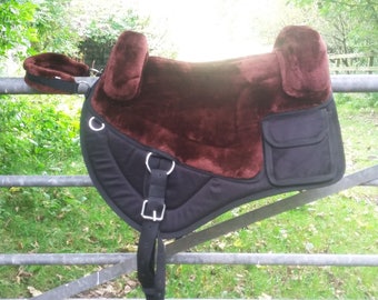 Luxury BROWN western style treeless bareback pad vegan saddle