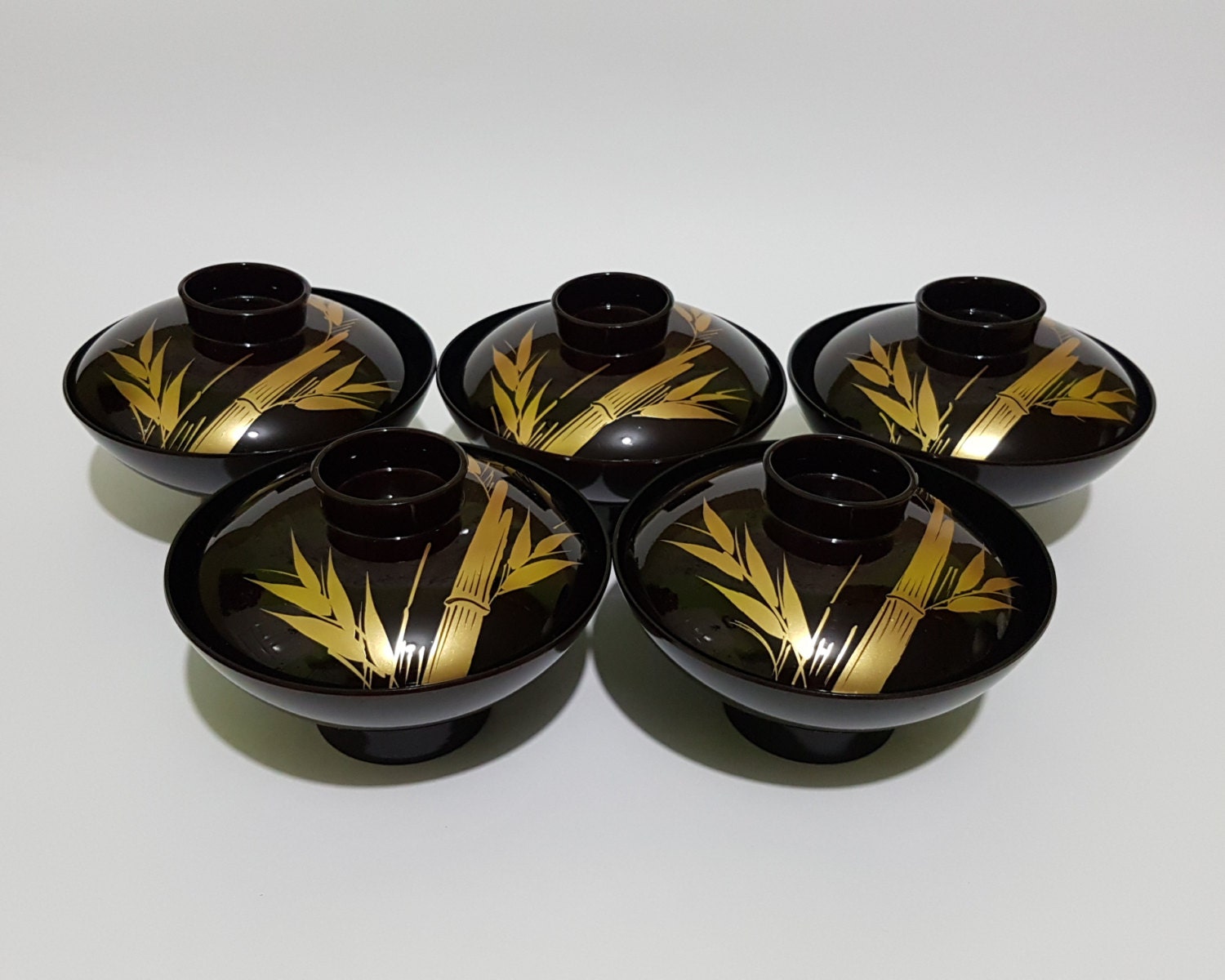Urushi Nuri Lacquered Bowls Japanese Lacquerware Lidded Tea