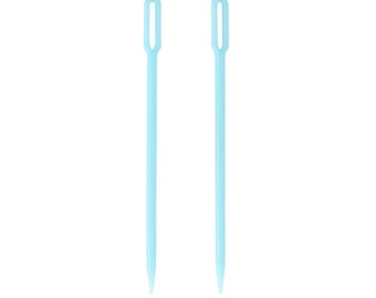 Boye Brand Plastic Yarn Needles Set of 2 Blue Color Each Measures 2.75 Inch Length Needlepoint Canvas or Beginner Knit and Crochet Finishing