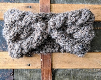 Cables For Days Taupe Headband, Warm Winter Headband, Wool Headband, Chunky Knit Headband