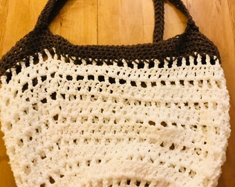 Reuseable market bag, farmers market tote, grocery bag, eco-friendly, crochet beach tote, cotton tote bag, handmade shopping bag