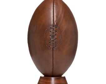 Vintage Rugby Ball, Handmade Brown Leather Rugby Ball / Vintage Sports / Gift for Men / rugby gift / vintage decor / teenager gift /