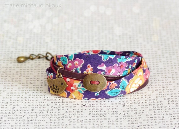 Liberty bracelet,Wrap bracelet,Double wrap bracelet,Textile bracelet,Cuff bracelet,Liberty jewelry,Gift idea,Gift under 30,Original gift