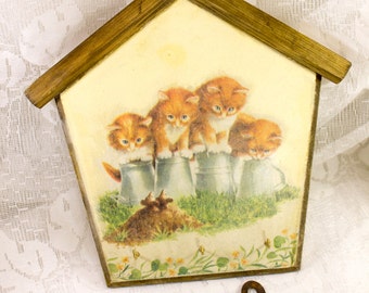 Key holder rustic wooden key holder key board key hooks organizer key hook holder wall key rack holder hook holder hook cat cats
