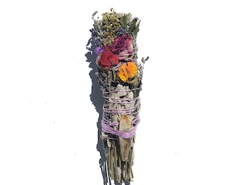 Wild Flower Ritual floral Smudge stick Home Arua Cleansing Meditation Quartz Crystal Quartz crystal infused mothersday