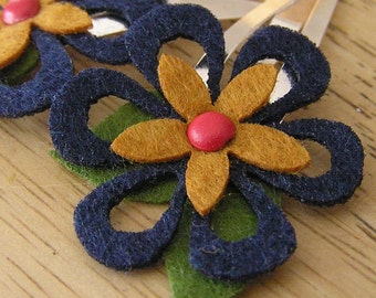 BOGO SALE - buy 1 get 1 half price - Fall Felt Flowers - Boutique Style Snap Clip Set