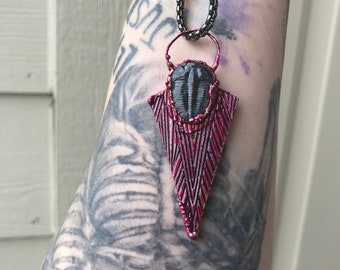 handmade electroformed trilobite necklace| fossil necklace