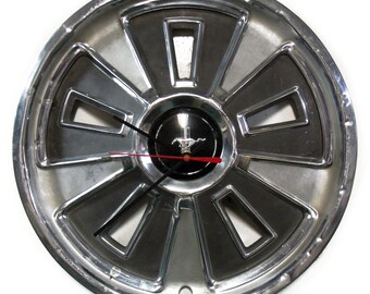 1966 Ford Mustang Hubcap Wall Clock - Retro Pony Car Hub Cap - Father's Gift For Him