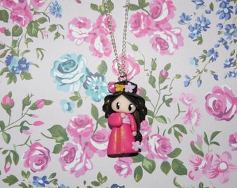 Necklace Japanese stripy polymer clay