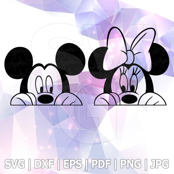 Mickey Minnie Mouse Peeking Layered SVG DXF EPS Vector