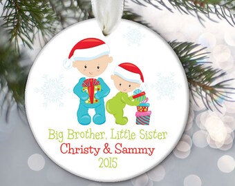 Big Brother Ornament, Big Sister Ornament Family Ornament, Personalized Christmas Ornament First Christmas Ornament, Little New Baby OR600