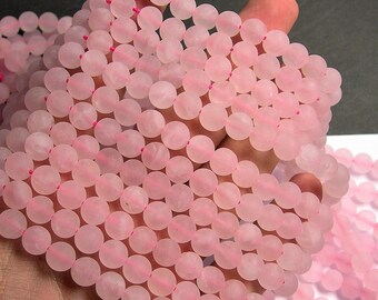 Rose quartz matte - 8mm round - full strand - 49 beads - matte rose quartz - frosted - WHOLESALE DEAL - RFG355