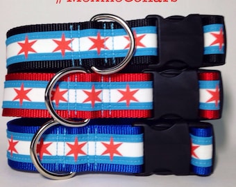 Moxino Chicago Flag dog collar