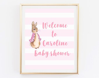 Peter Rabbit Welcome sign, Baby shower decorations, Custom baby shower banner, Welcome sign, Baby shower printables