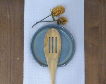 Spoon Rest - Handmade Stoneware Ceramic Pottery - Icy Blue