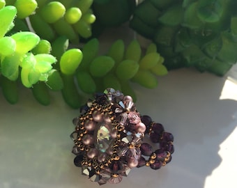 Frenchy ring, Handmade bead weaving ring