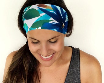 SALE Yoga Headband - Workout Headband - Fitness Headband - Running Headband - Skyflower Print - Boho Wide Headband