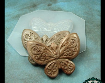 BUTTERYFLY with SWIRLS Handmade Plastic Resin Mold also for plaster, clay, soap, wax, candy etc
